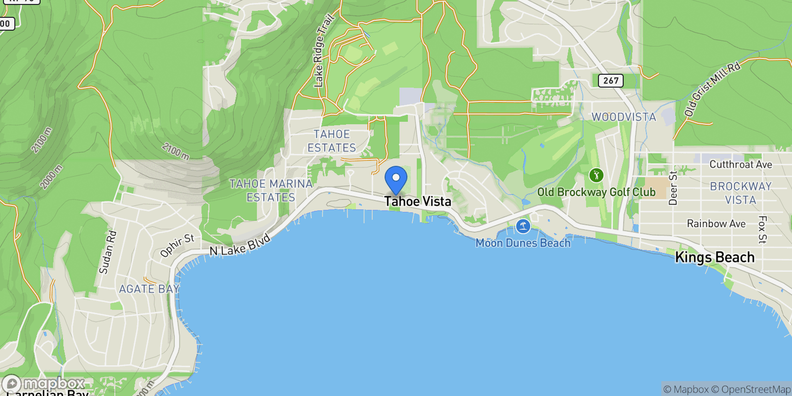 Map showing 6873 North Lake Boulevard, Kings Beach, California, United States.