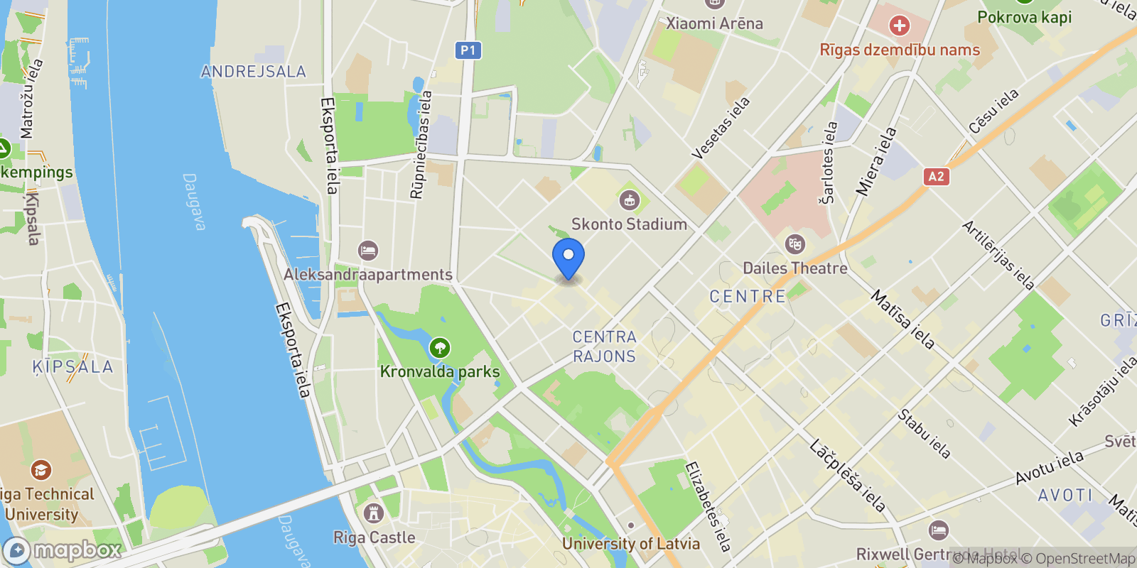 Map showing Antonijas iela 12, Centra rajons, Rīga, LV-1010, Latvia, Riga, Latvia.