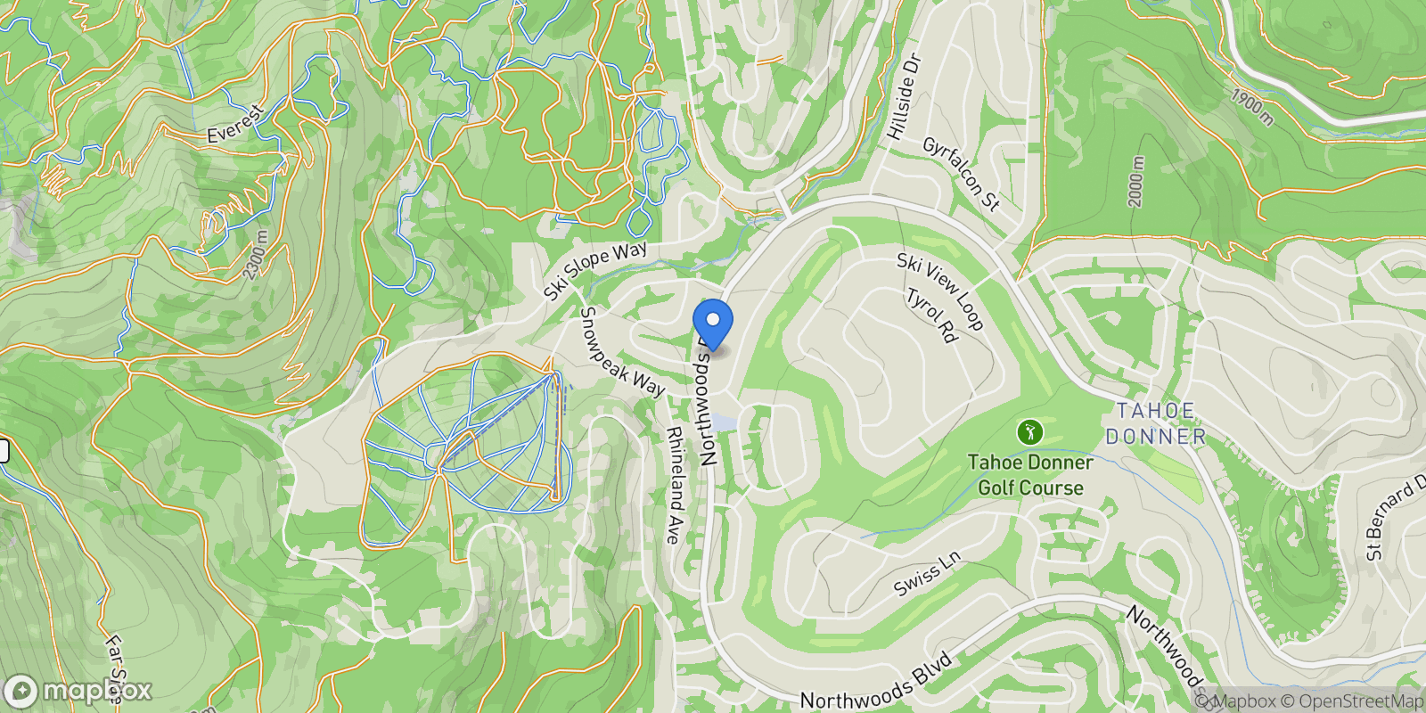 Map showing 14344 Northwoods Boulevard, Truckee, California, United States.