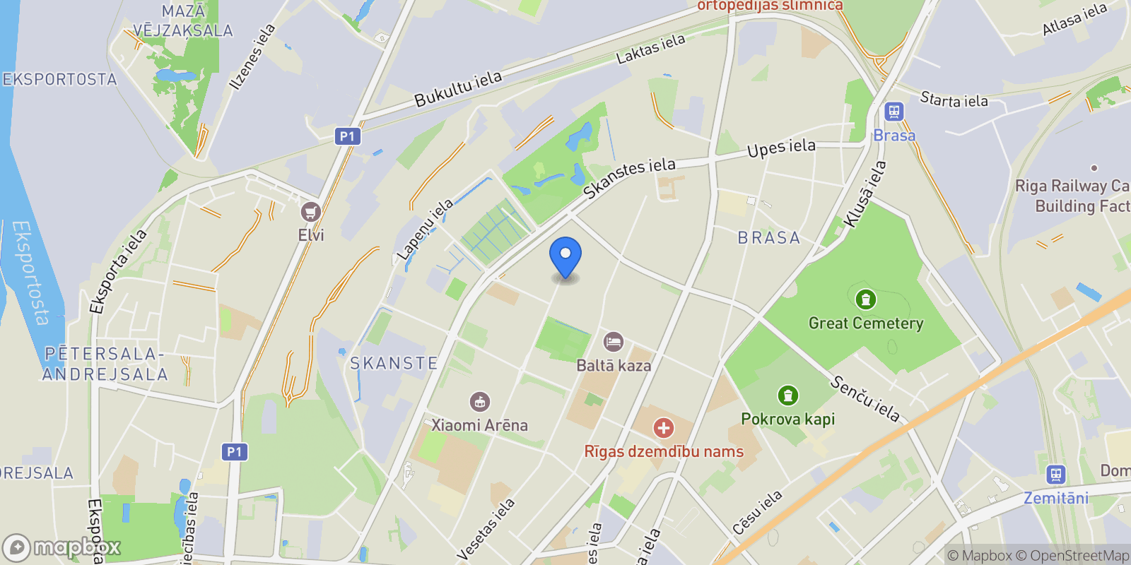 Map showing Grostonas iela 12, Vidzemes priekšpilsēta, Rīga, LV-1013, Latvia, Riga, Riga, Latvia.
