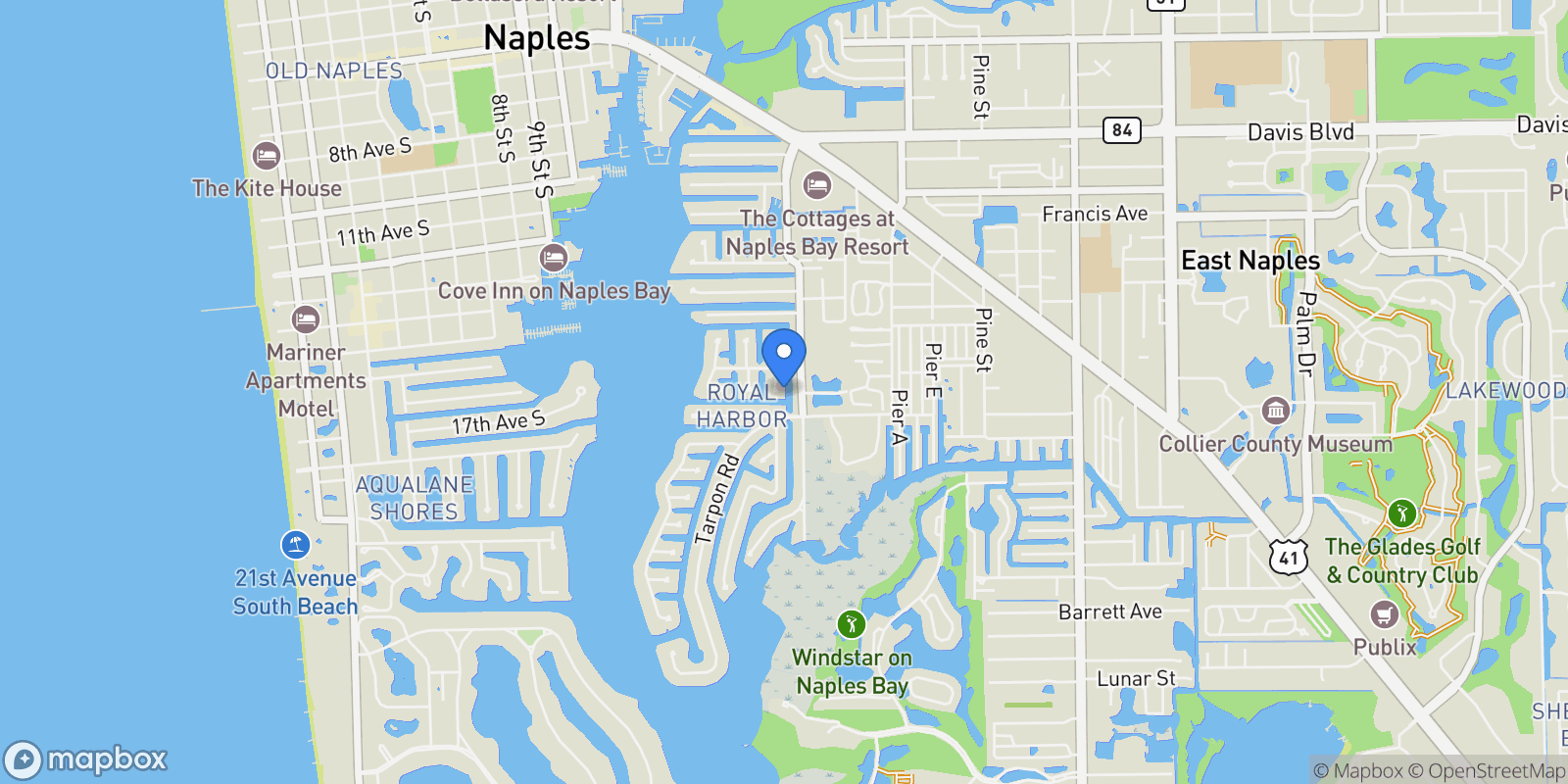 Map showing 1693 BONITA CT, Naples, FL, 34102, USA, Naples, Florida, United States.