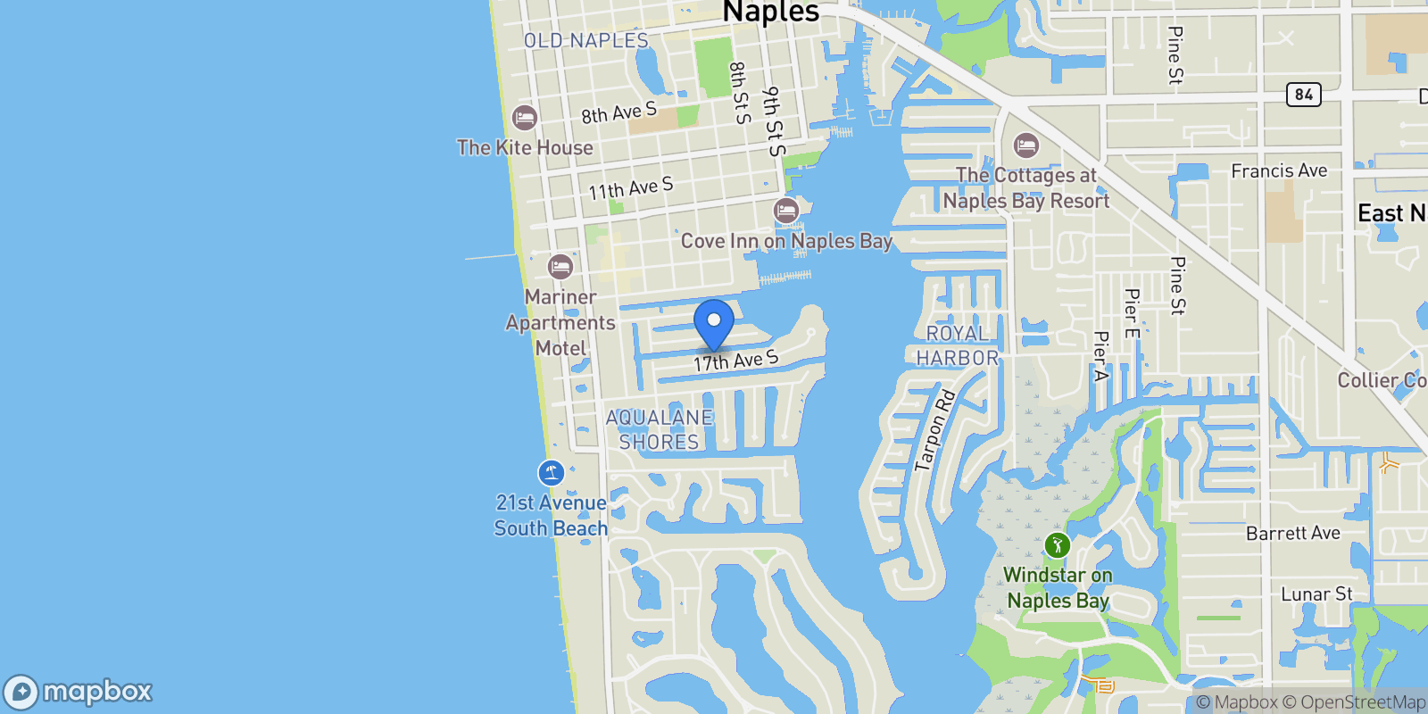 Map showing 601 17TH AVE, Naples, FL, 34102, USA, Naples, Florida, United States.