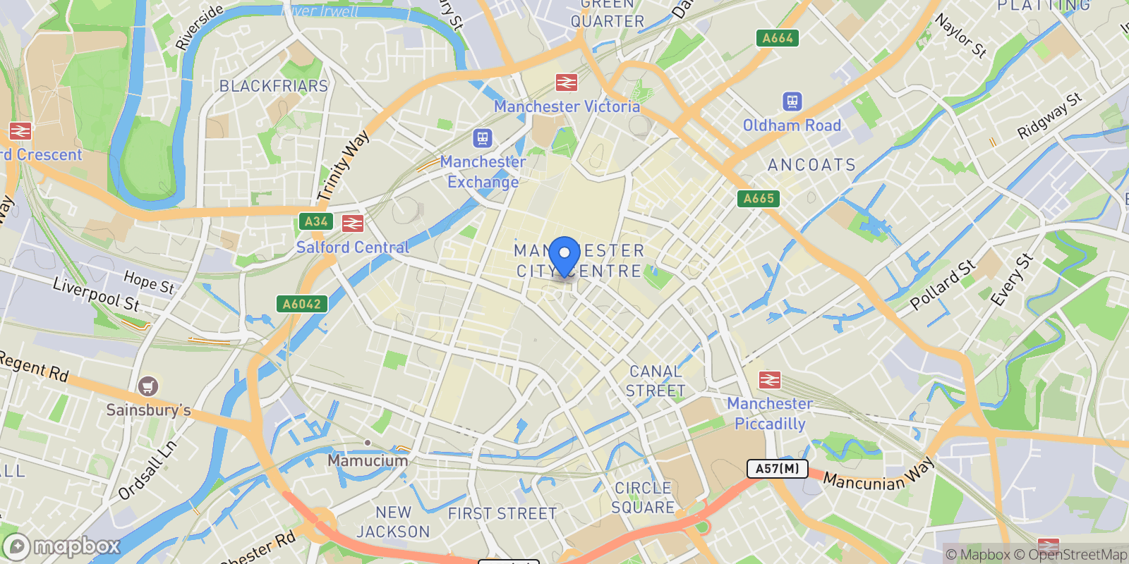 Map showing Manchester, UK, Manchester, England, United Kingdom.