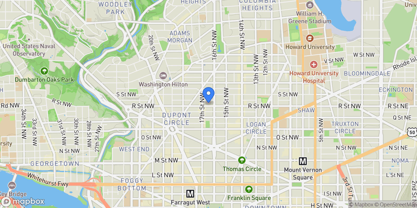 Map showing 1619 R Street NW Unit# 501, Washington, DC 20009, Washington, District of Columbia, United States.