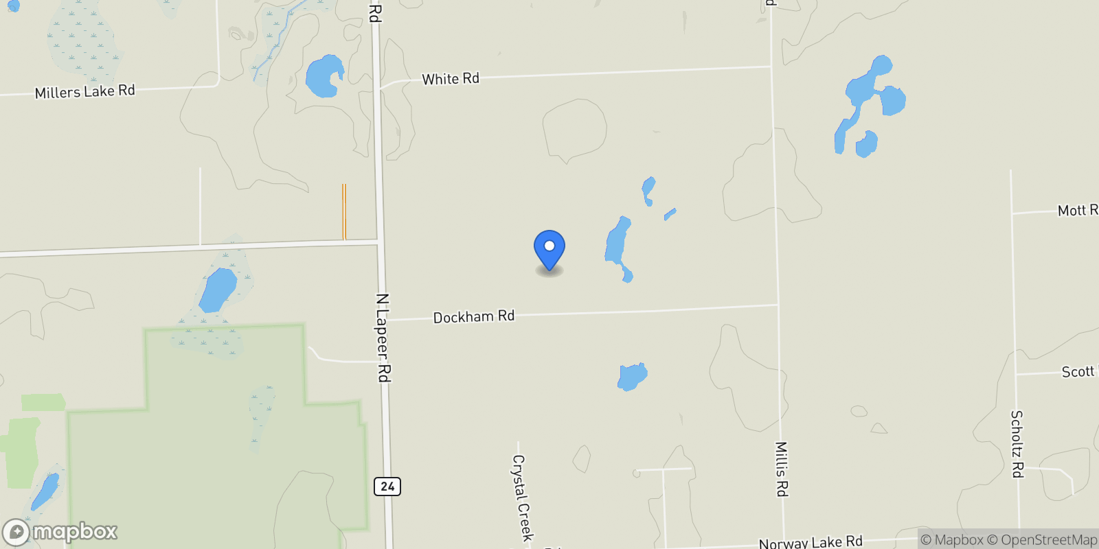 Map showing 355 Dockham Road, Deerfield Township, MI 48421, Barnes Lake, Michigan, United States.
