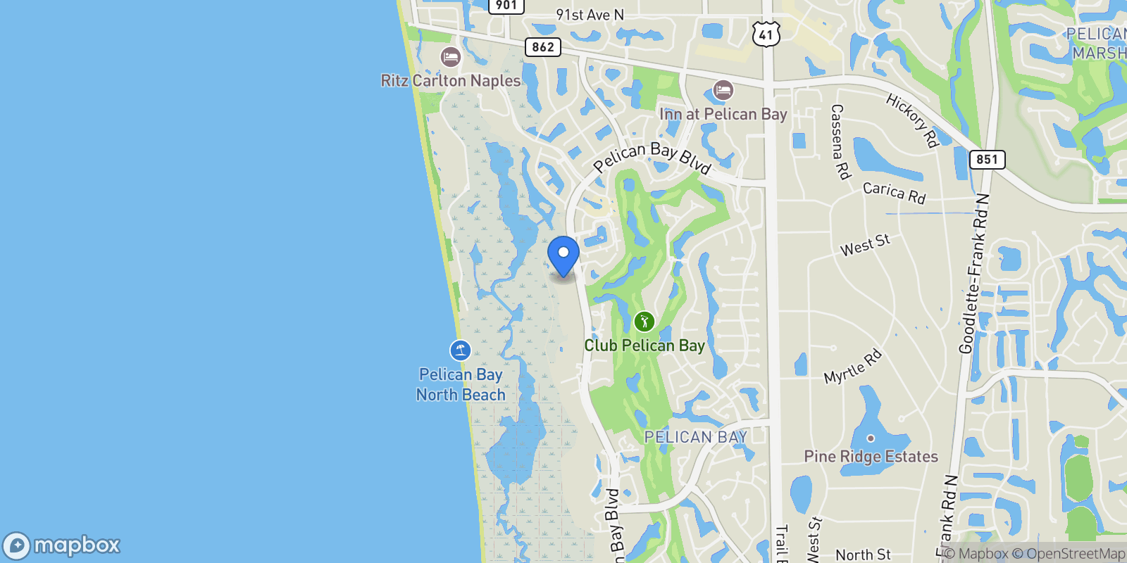 Map showing 7515 Pelican Bay BLVD, #9C, Naples, FL, 34108, USA, Naples, Florida, United States.
