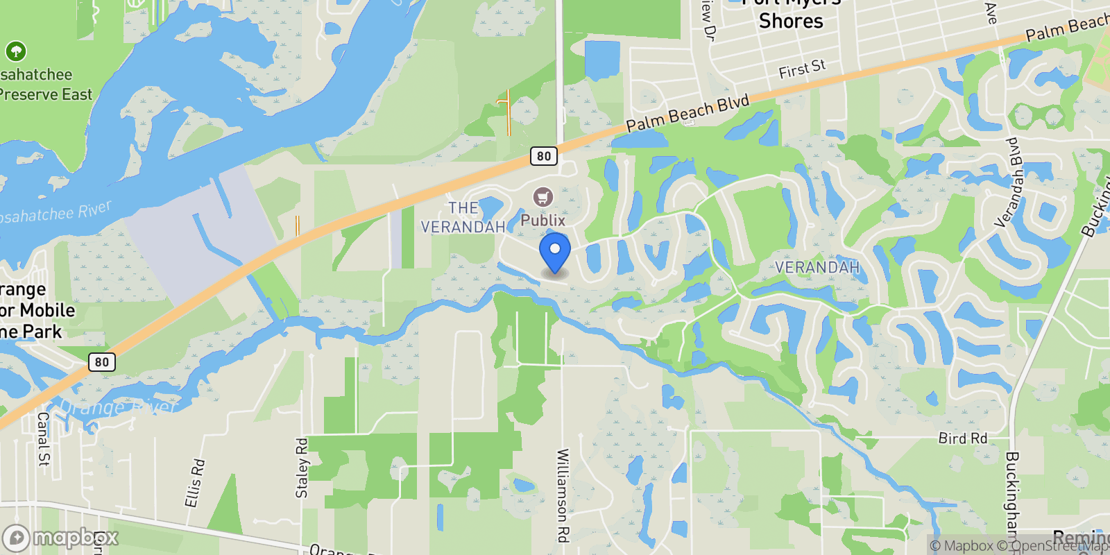 Map showing 11640 Winding River DR, Fort Myers, FL, 33905, USA, Fort Myers, Florida, United States.