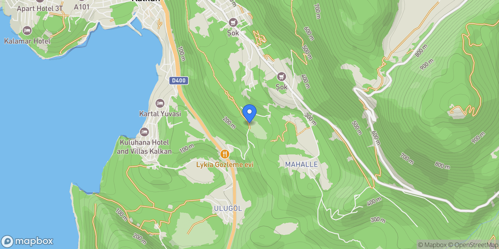Map showing Kalkan, 07580 Kaş/Antalya, Türkiye, Antalya, Turkey.