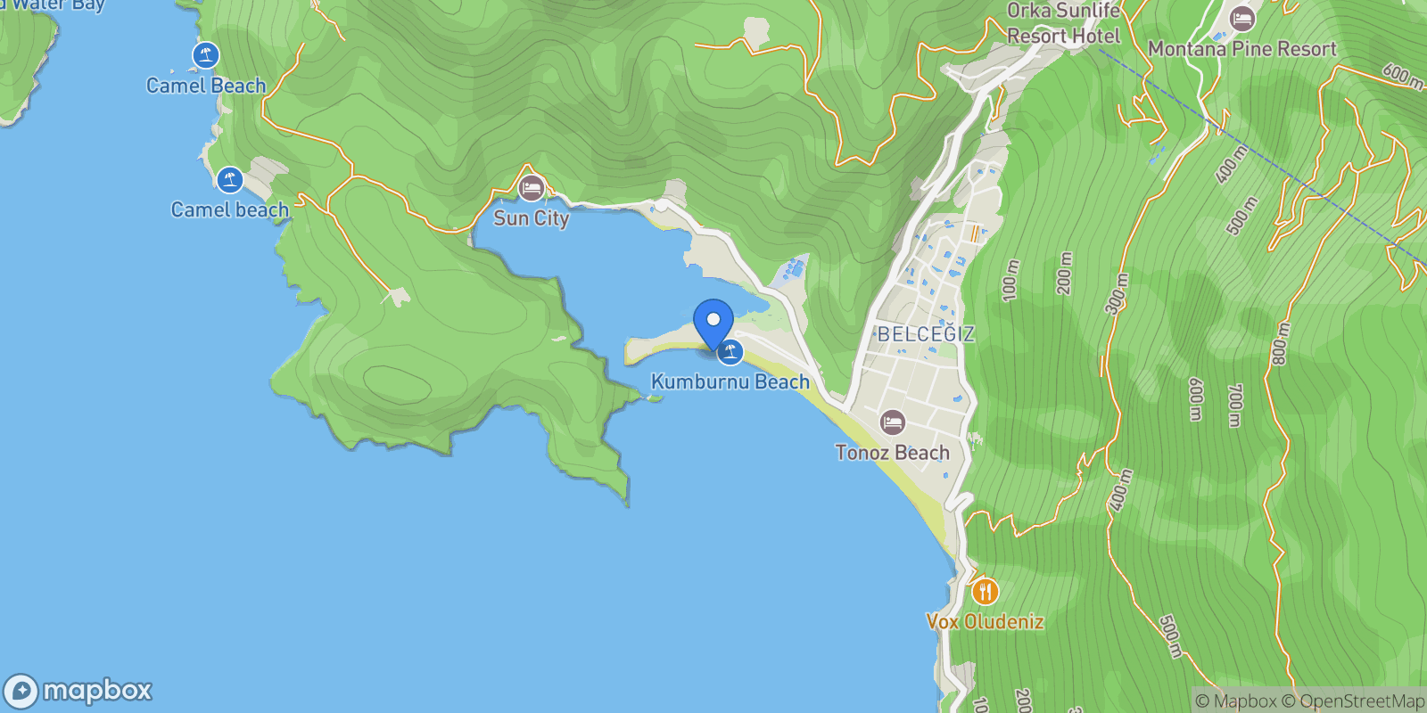 Map showing Ölüdeniz, Fethiye/Muğla, Türkiye, Ölüdeniz, Muğla, Turkey.