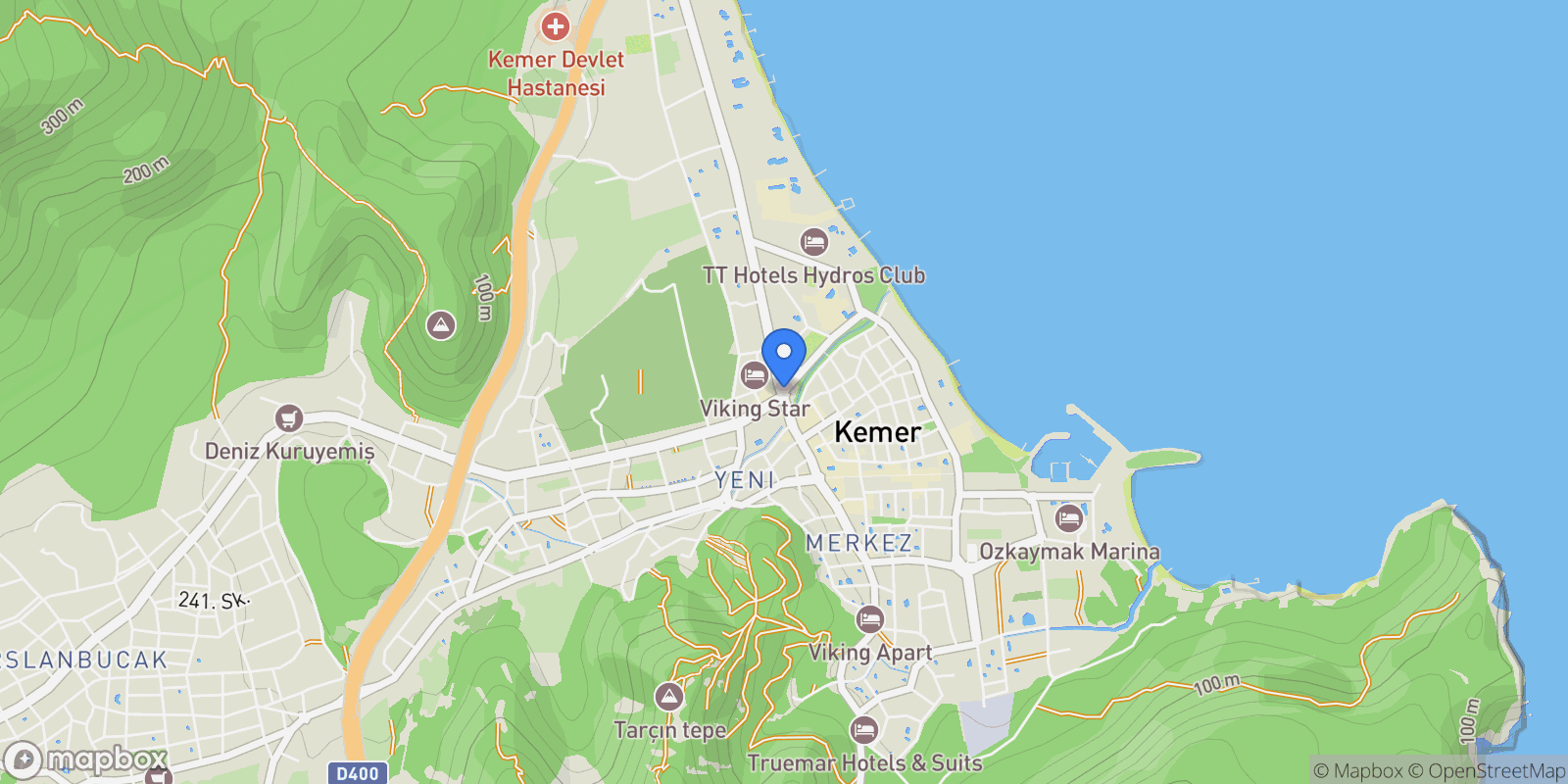 Map showing Kemer, Antalya, Turkey, Kemer, Antalya, Turkey.