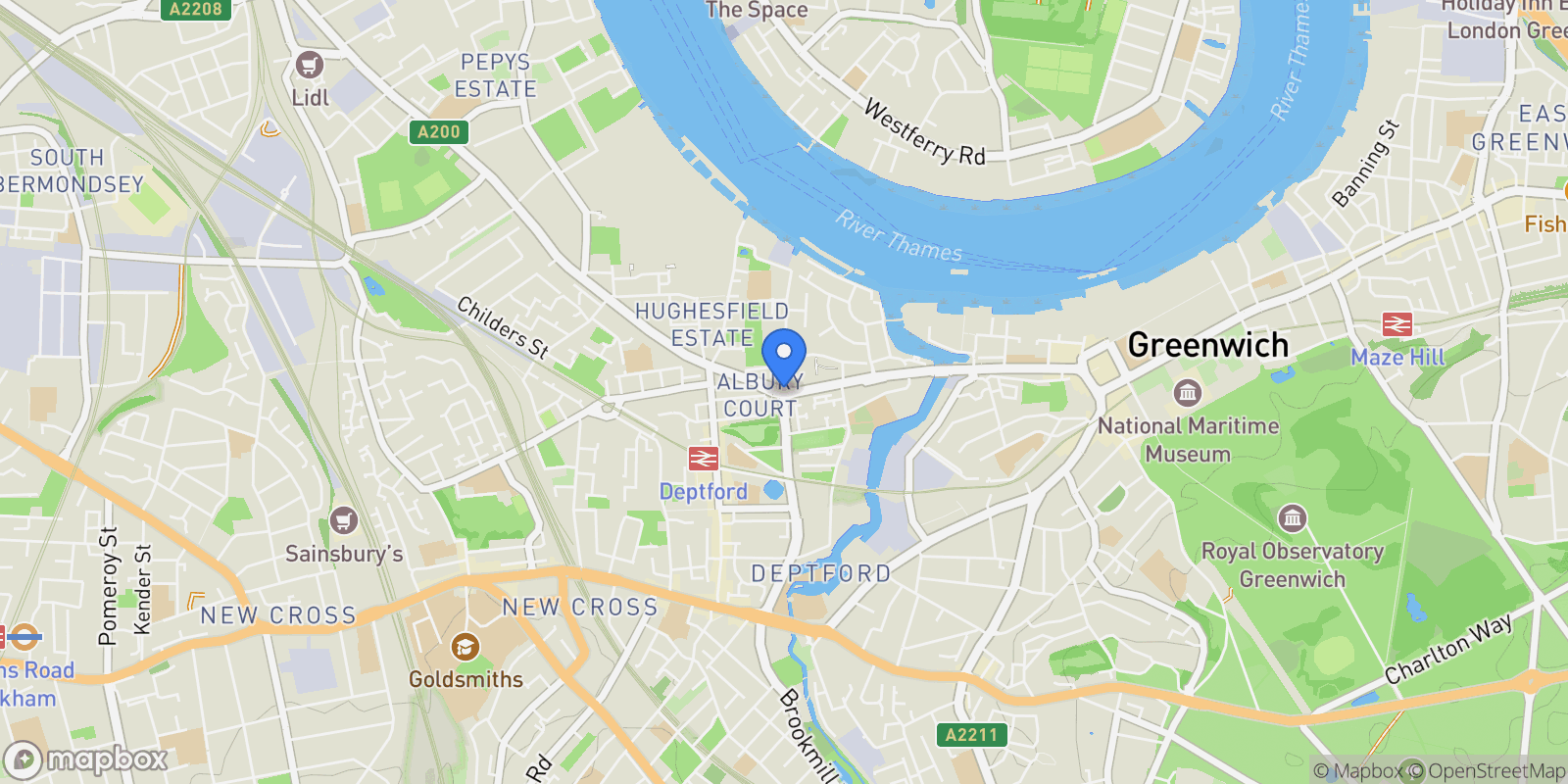 Map showing Deptford, London, UK, London, England, United Kingdom.
