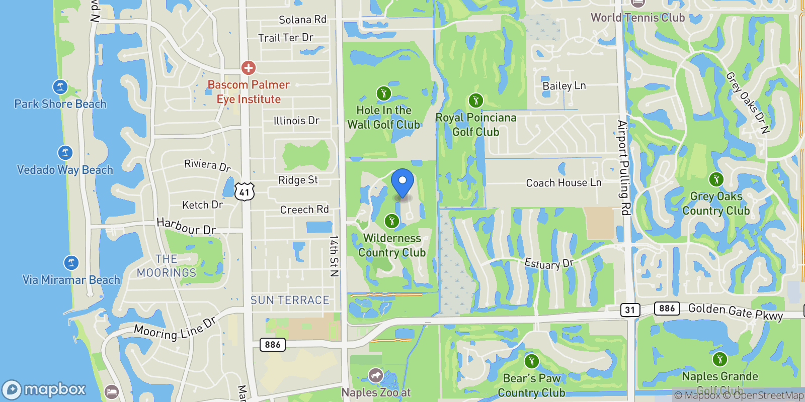 Map showing 108 Wilderness DR, #333, Naples, FL, 34105, USA, Naples, Florida, United States.