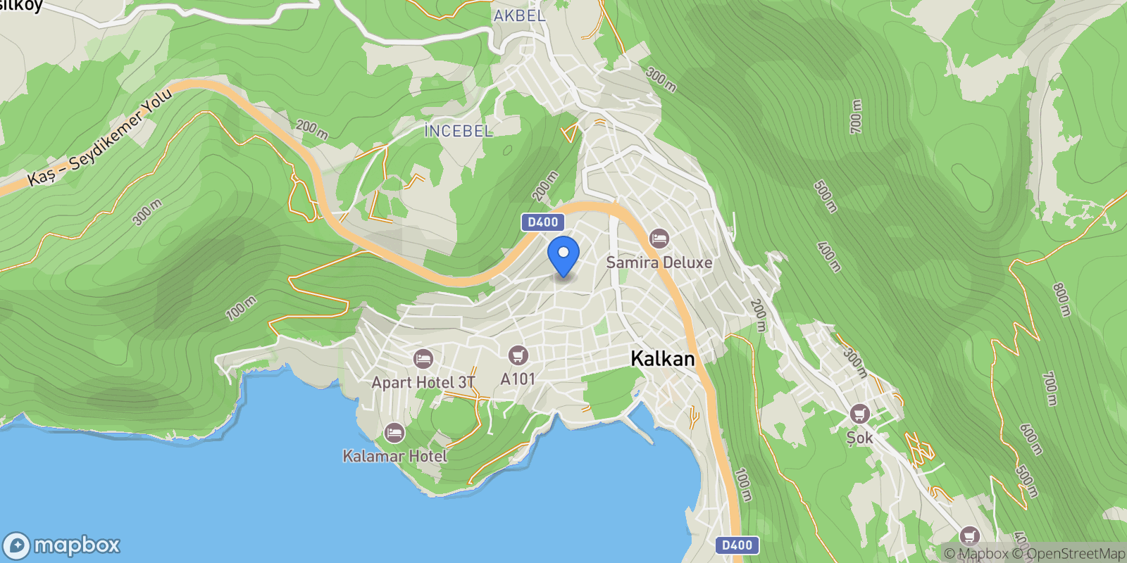 Map showing Kalkan, 07580 Kaş/Antalya, Türkiye, Antalya, Turkey.