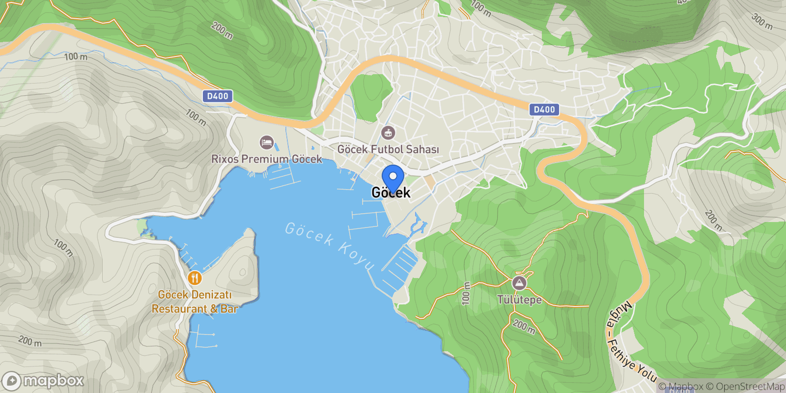 Map showing Göcek, Fethiye/Muğla, Türkiye, Göcek, Muğla, Turkey.