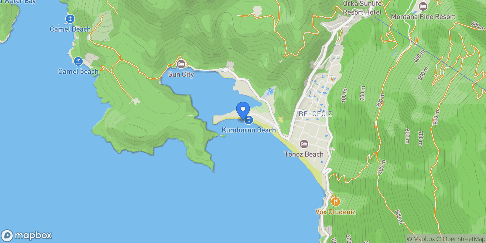 Map showing Ölüdeniz, Fethiye/Muğla, Türkiye, Ölüdeniz, Muğla, Turkey.