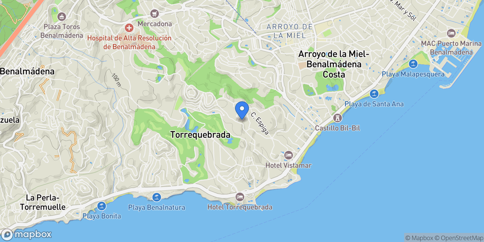 Map showing BENALMÁDENA, Málaga, BENALMÁDENA, Benalmadena, Andalusia, Spain.