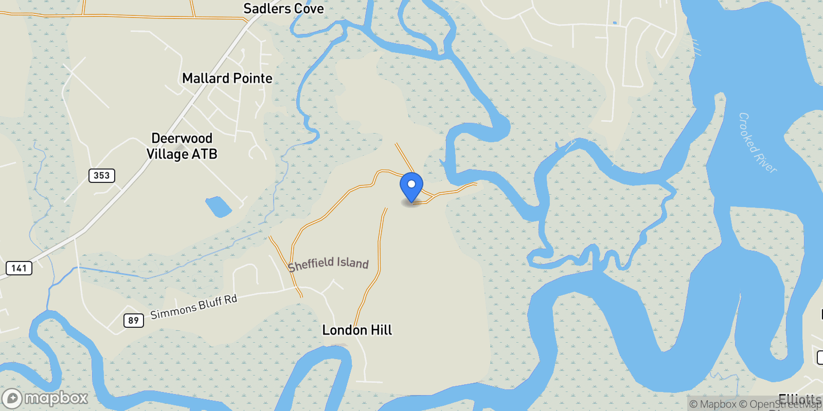 Map showing 0 Drizzle Bluff Road, Woodbine, GA 31569, Woodbine, Georgia, United States.