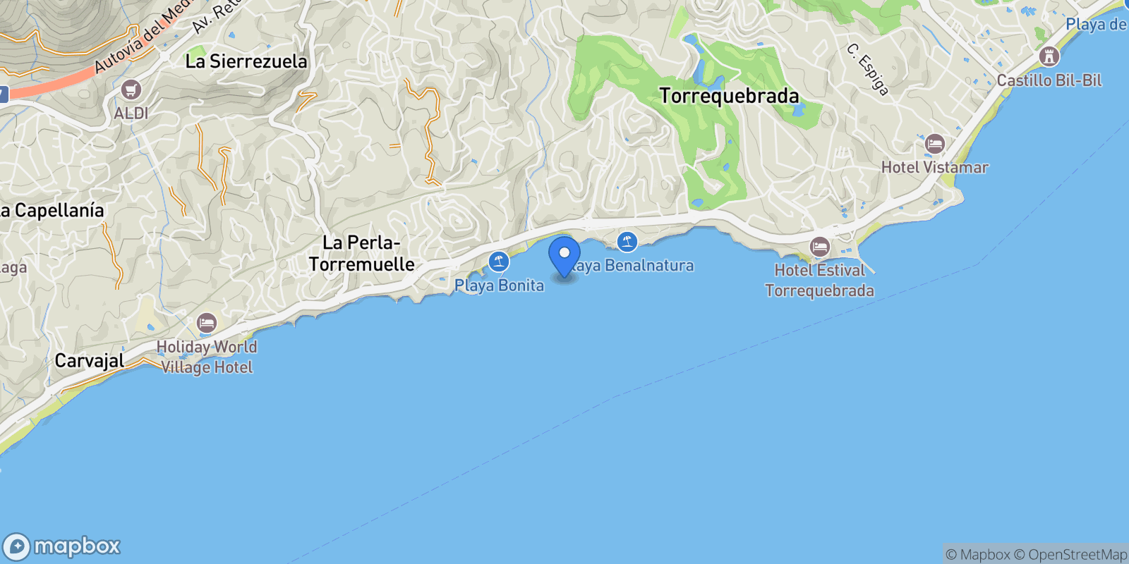 Map showing BENALMÁDENA, Málaga, BENALMÁDENA, Spain.