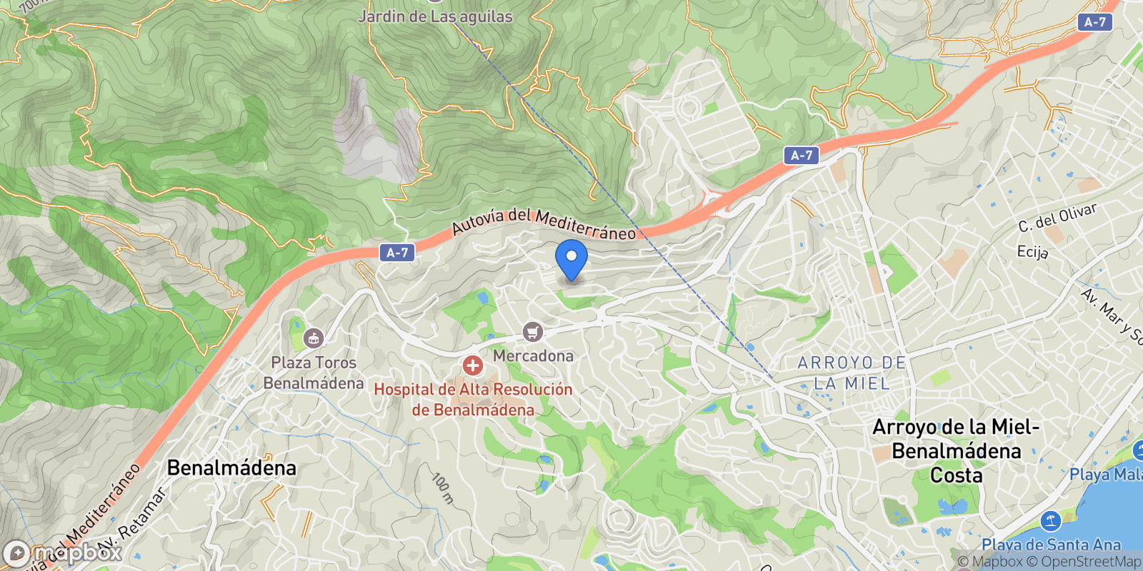 Map showing BENALMÁDENA, Málaga, BENALMÁDENA, Benalmadena, Andalusia, Spain.