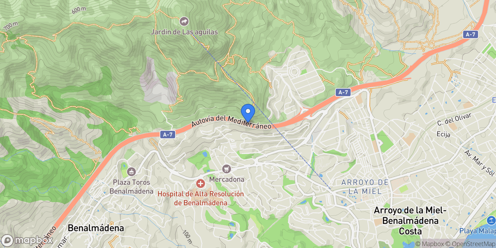 Map showing BENALMÁDENA, Málaga, BENALMÁDENA, Benalmadena, Andalusia, Spain.
