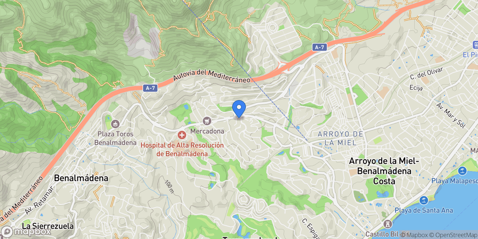 Map showing BENALMÁDENA, Málaga, BENALMÁDENA, Benalmadena, Andalusia, Spain.