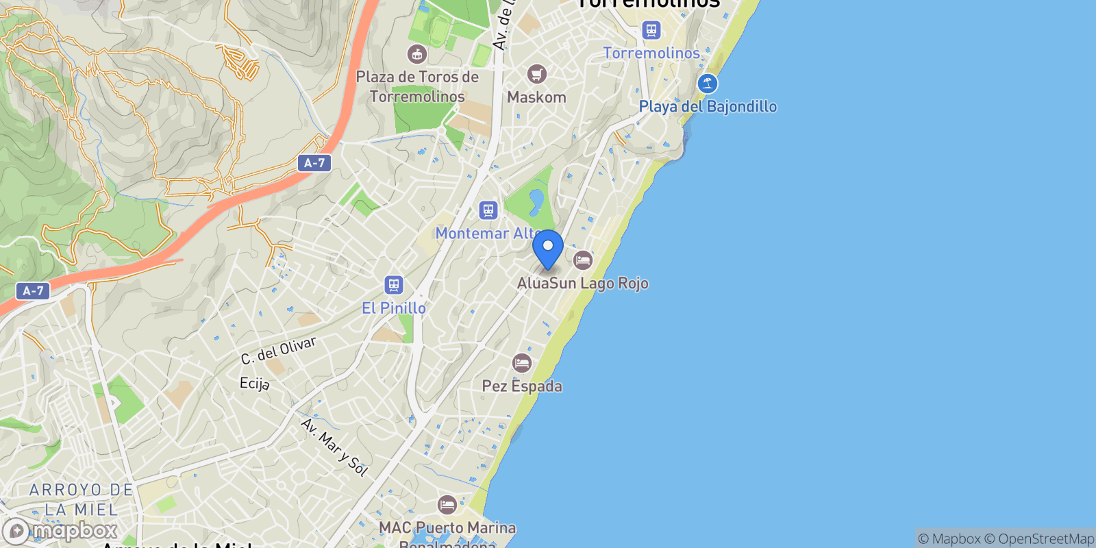 Map showing TORREMOLINOS, Málaga, TORREMOLINOS, Torremolinos, Andalusia, Spain.