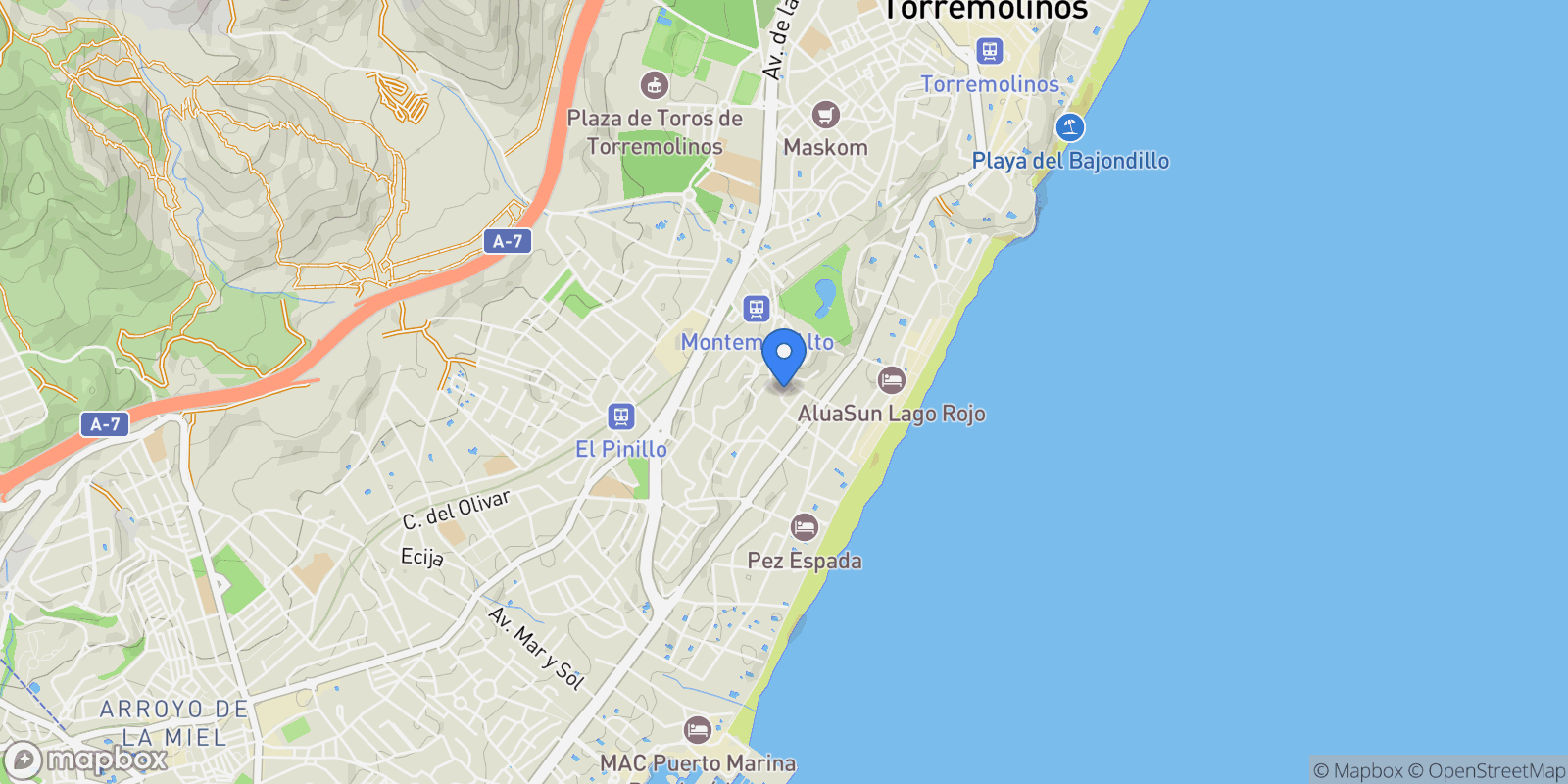 Map showing TORREMOLINOS, Málaga, TORREMOLINOS, Torremolinos, Andalusia, Spain.