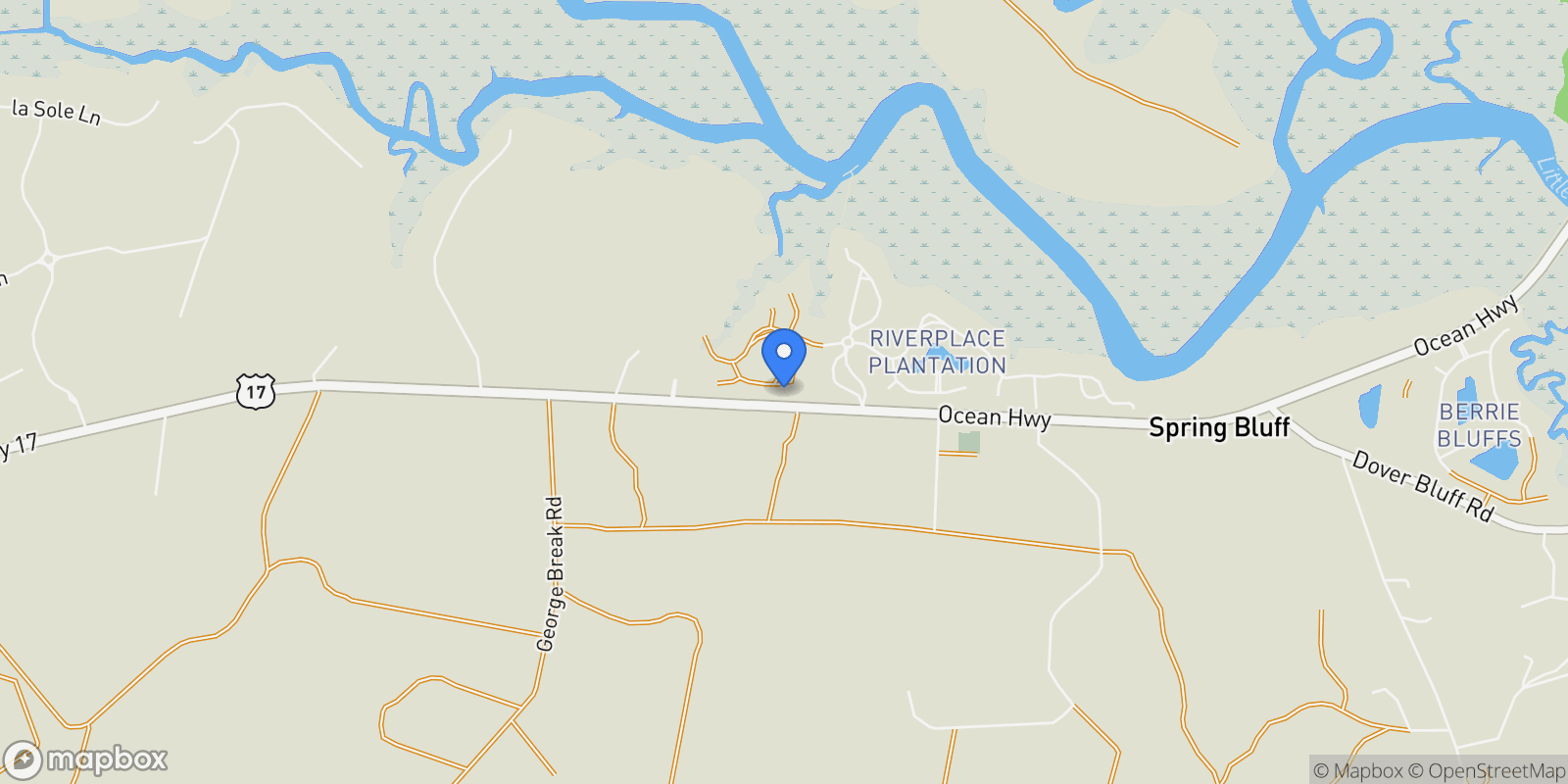 Map showing 0 US 17 Highway, Waverly, GA 31565, Waverly, Georgia, United States.