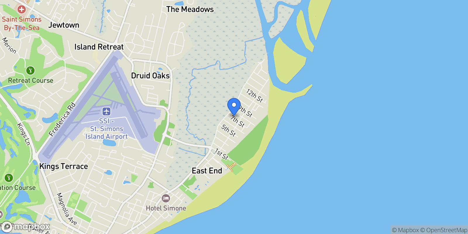 Map showing 4318 7th Street, St Simons Island, GA 31522, St. Simons, Georgia, United States.