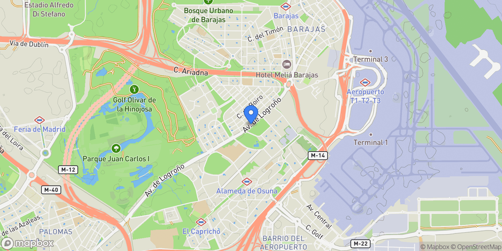 Map showing Avenida Logroño, 41,  Madrid,  Barajas - Alameda De Osuna, Barajas, Madrid, Spain.