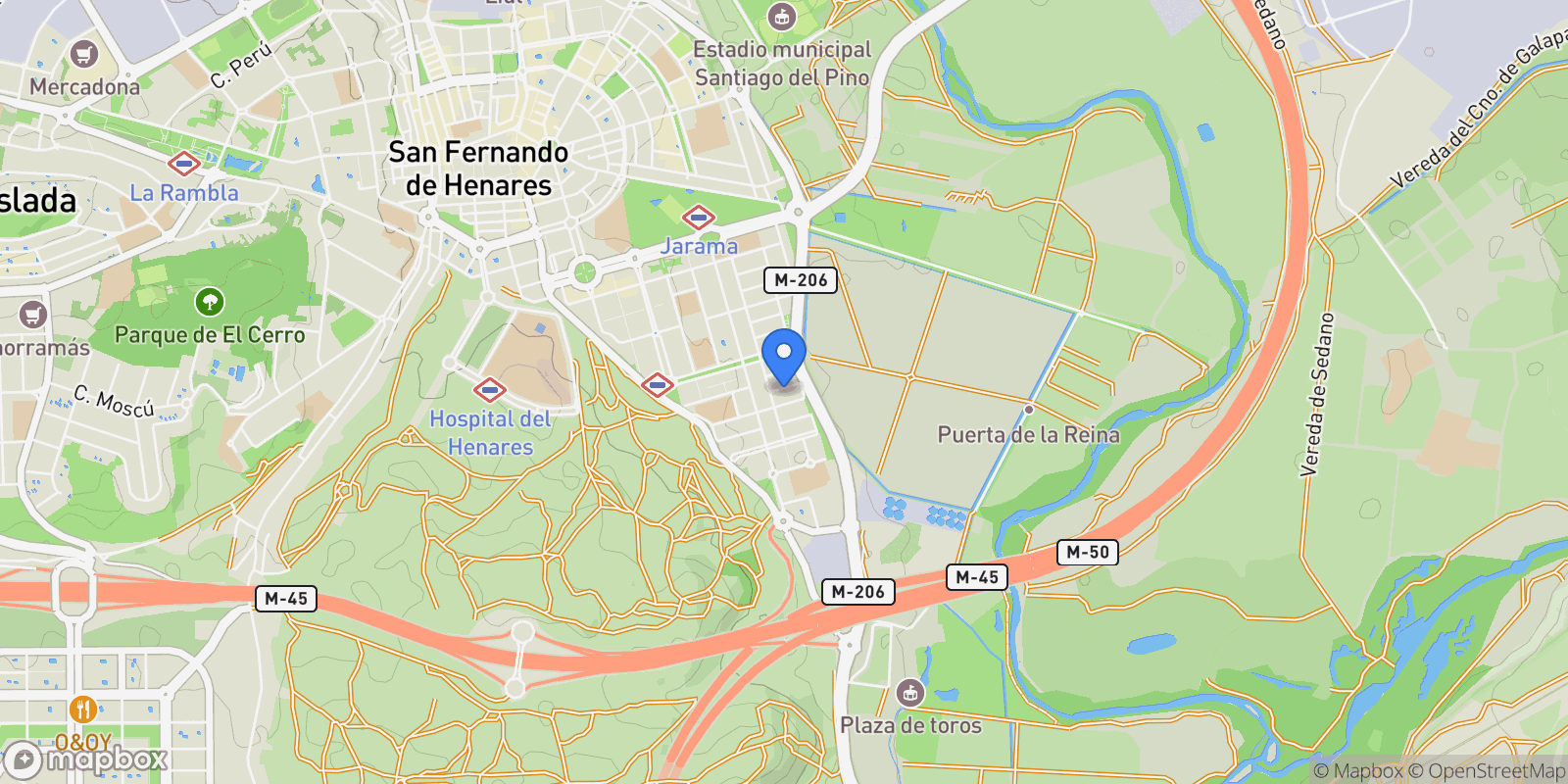 Map showing Calle MARIE CURIE, 11,  San Fernando de  Henares,  Parque Henares, San Fernando de Henares, Community of Madrid, Spain.