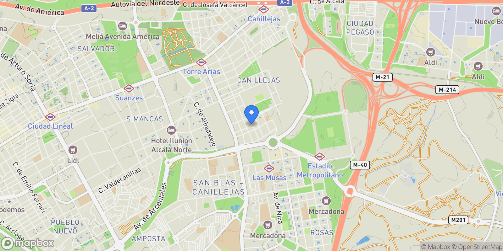 Map showing Calle Lucamo, 46,  Madrid,  Canillejas,  1ª Planta, San Blas, Madrid, Spain.