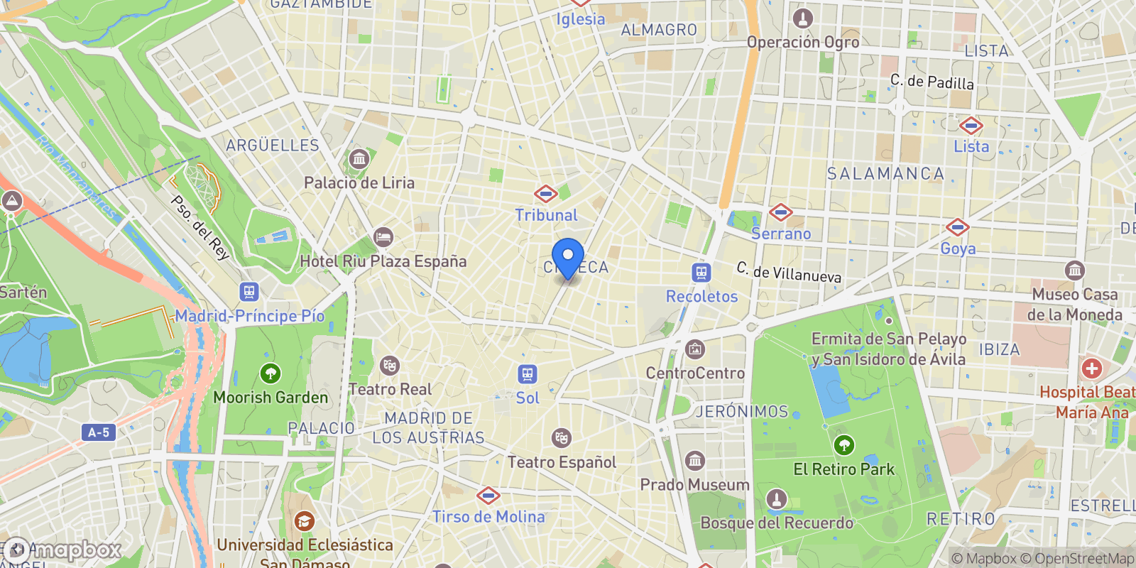 Map showing Calle Hortaleza, 38,  Madrid,  1ª Planta, Centro, Madrid, Spain.