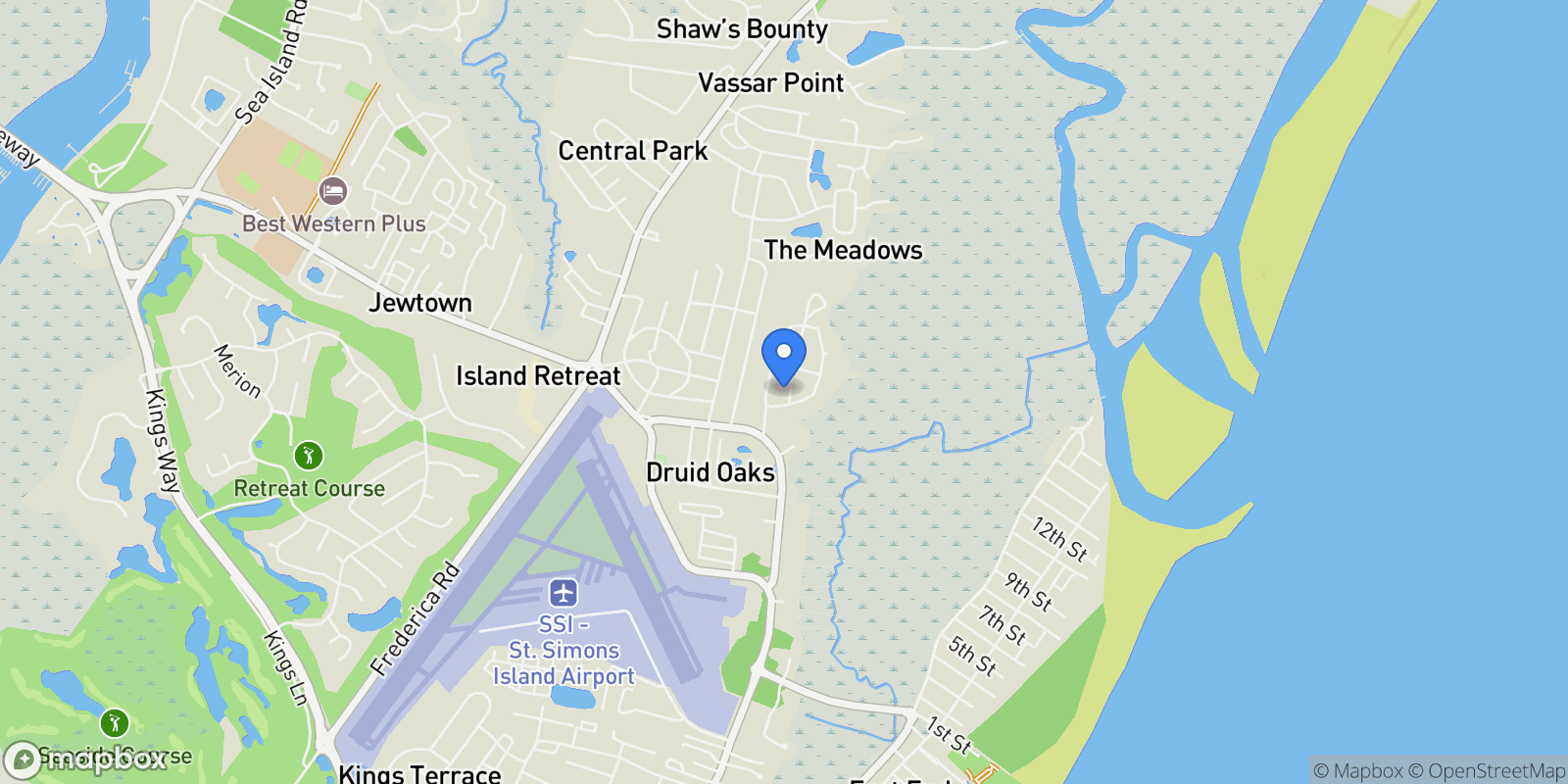 Map showing 207 Military Road, St Simons Island, GA 31522, St. Simons, Georgia, United States.