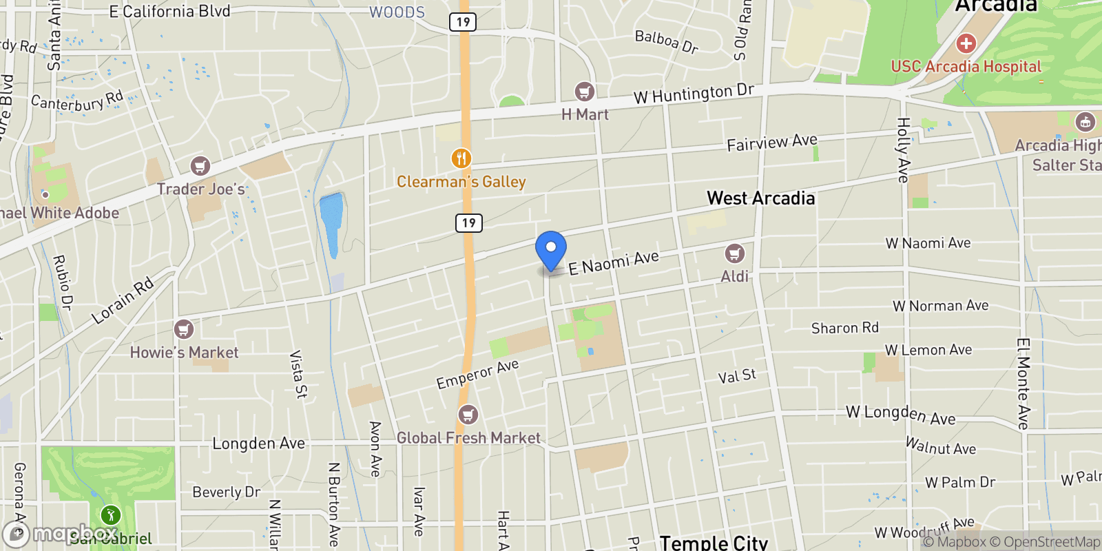 Map showing 6770 Oak Avenue, Arcadia, California, United States.