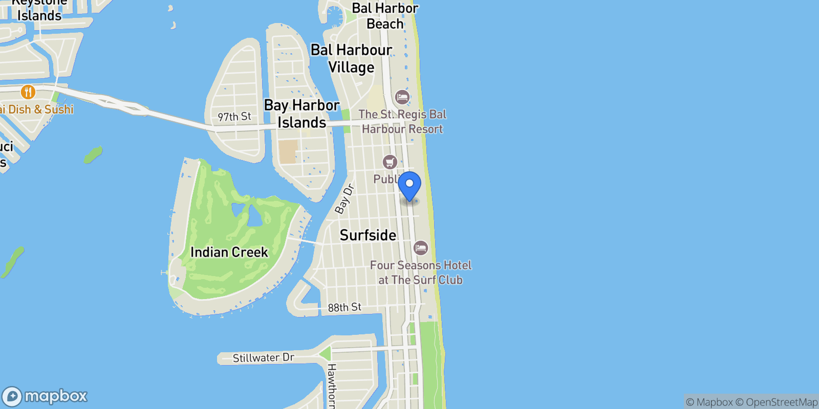 Map showing 8826 Froude Ave, Bal Harbour, Florida, United States.