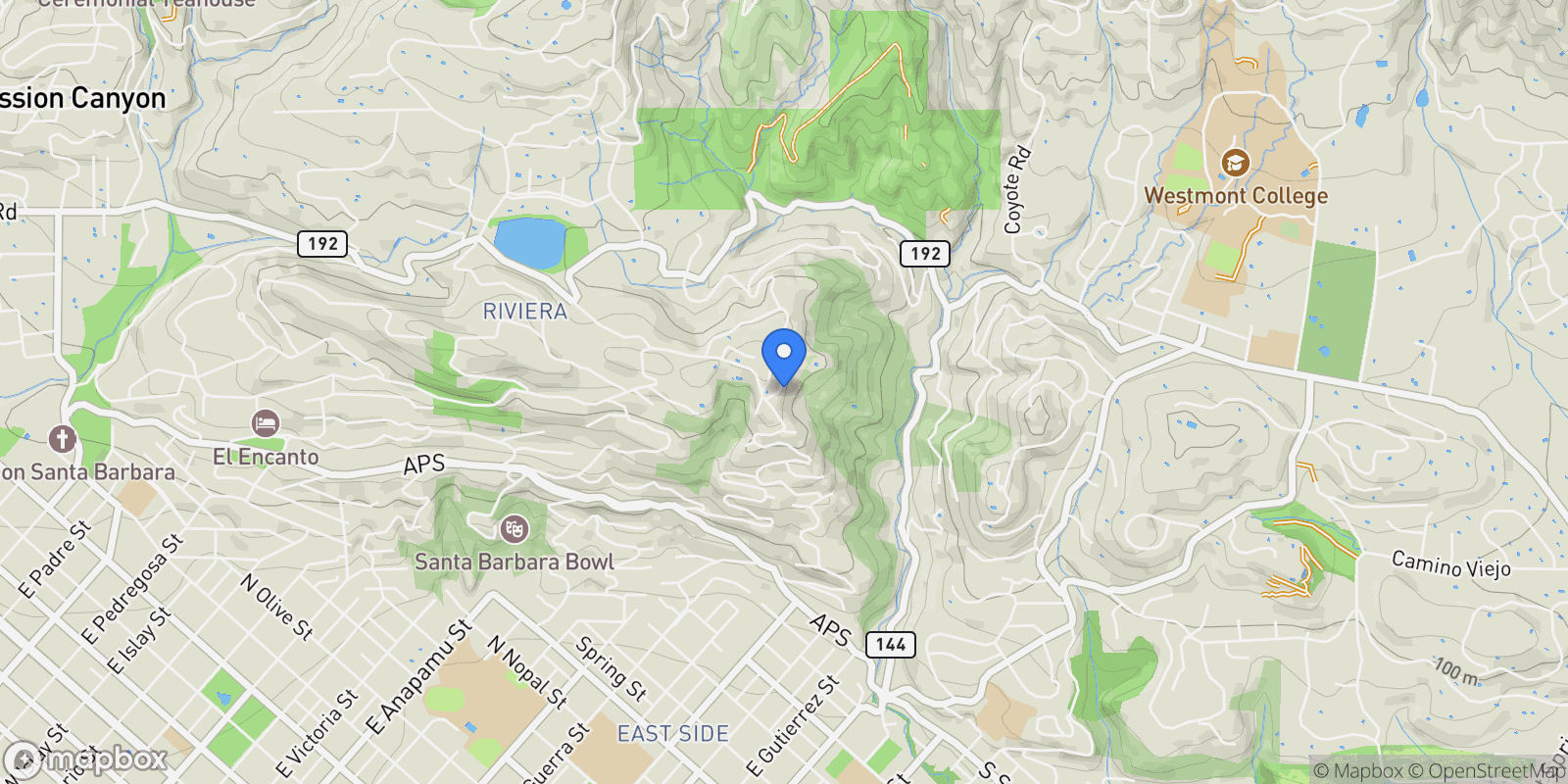 Map showing 20 CAMINO ALTO, Santa Barbara, CA, 93103, USA, Santa Barbara, California, United States.