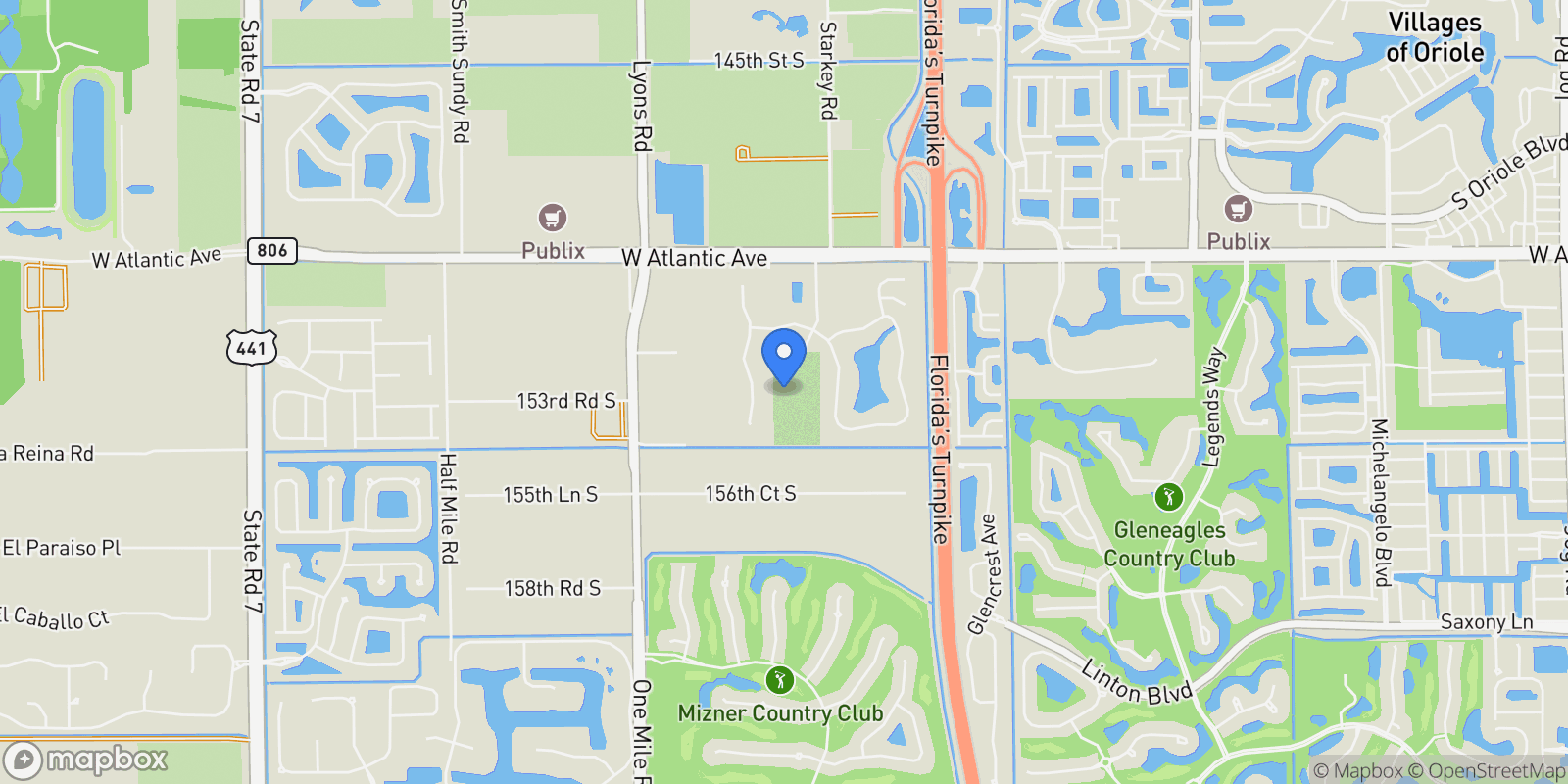 Map showing 15295 Persimmon Ave, Delray Beach, Florida, United States.
