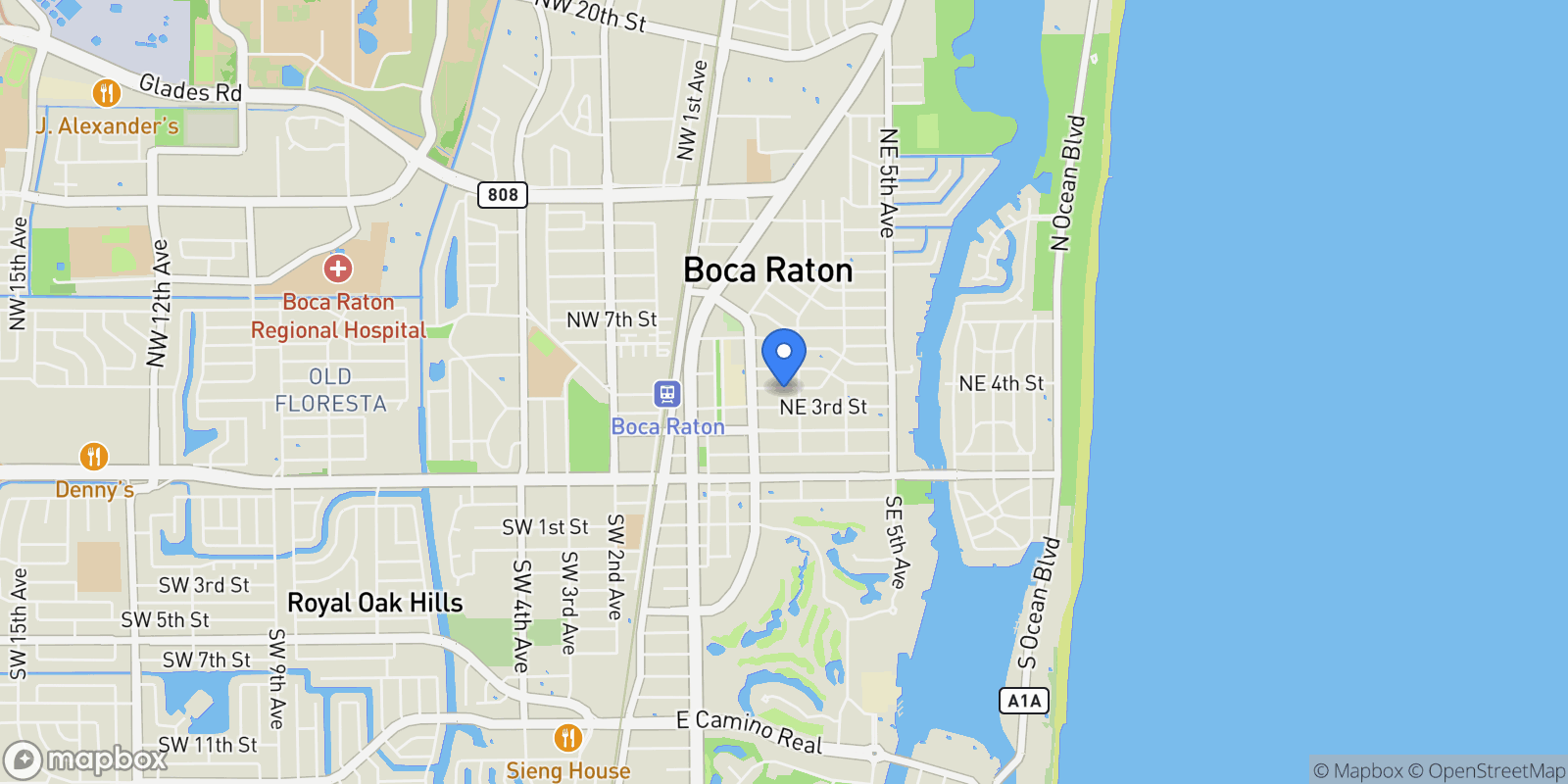 Map showing 274 NE 3rd Ct, Boca Raton, Florida, United States.