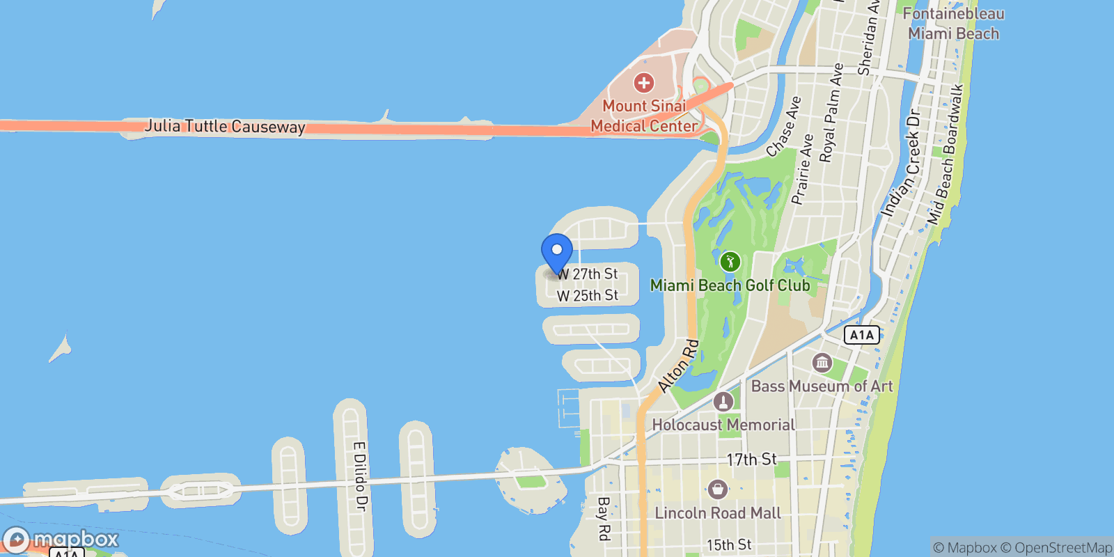 Map showing 1800 W 27th St, Miami Beach, Florida, United States.