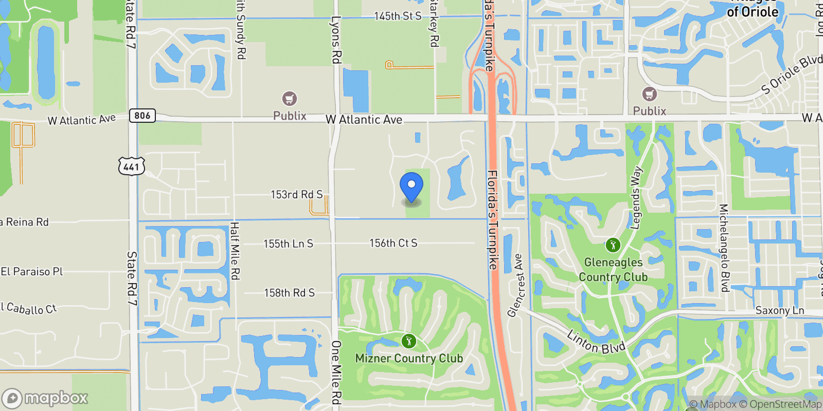 Map showing 15313 Persimmon Ave, Delray Beach, Florida, United States.