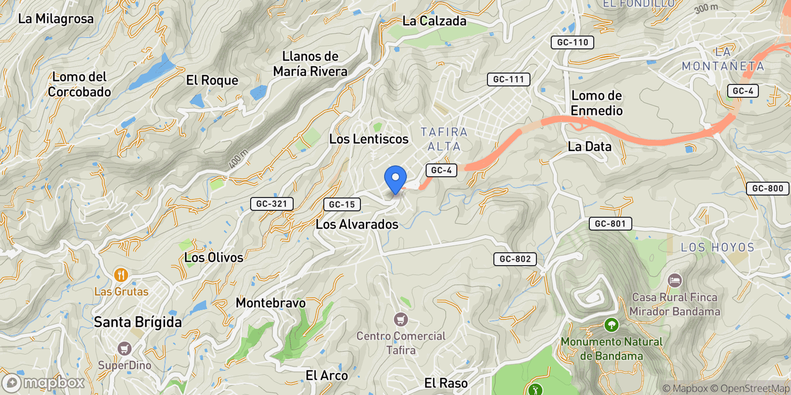 Map showing SANTA BRÍGIDA, Las Palmas, SANTA BRÍGIDA, Tafira Alta, Las Palmas de Gran Canaria, Canary Islands.