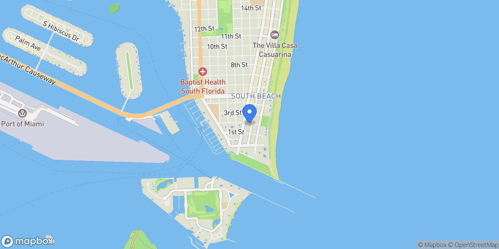 Map showing 300 Collins Ave PH3, Miami Beach, Florida, United States.
