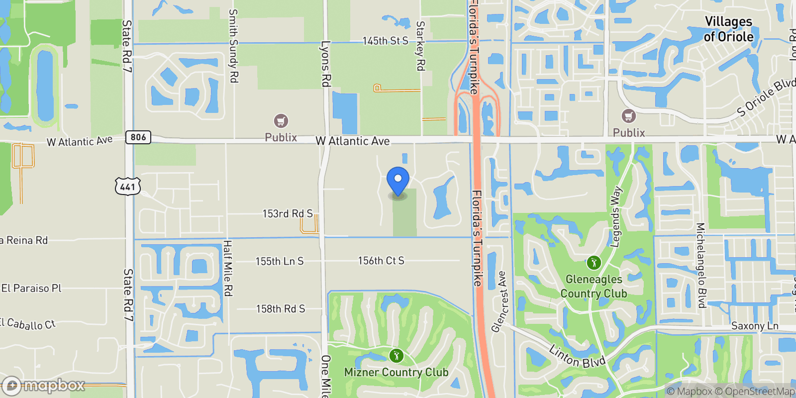Map showing 15283 Persimmon Ave, Delray Beach, Florida, United States.