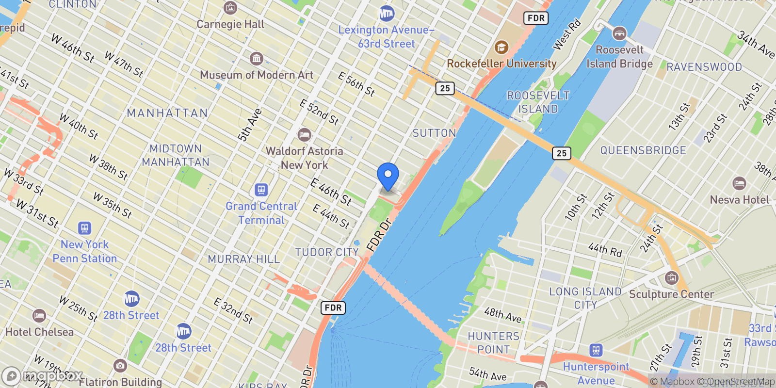 Map showing 860 United Nations Plaza 25B, New York, NY 10017, New York, New York, United States.