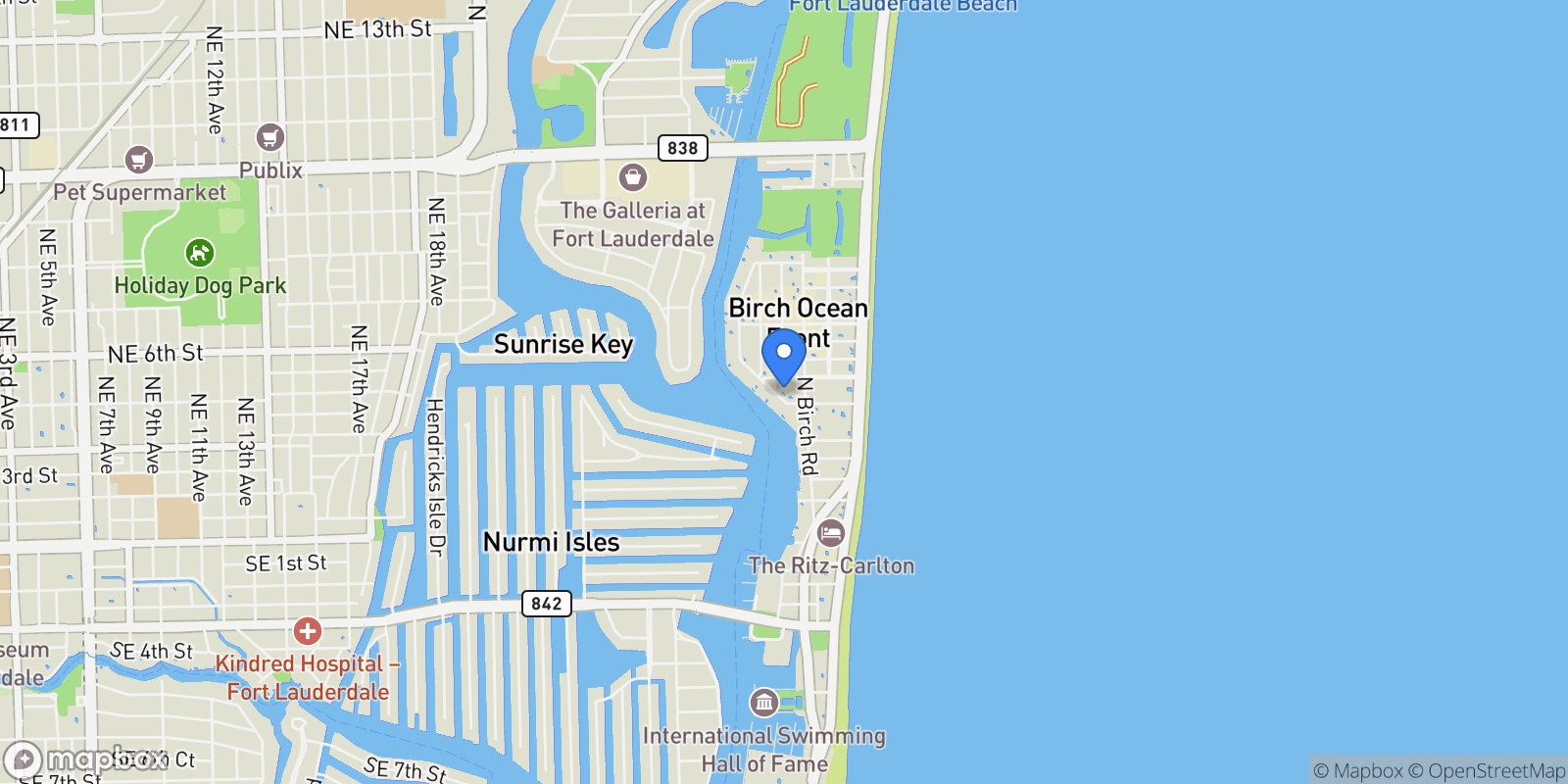 Map showing 401 N Birch Rd 603, Fort Lauderdale, Florida, United States.