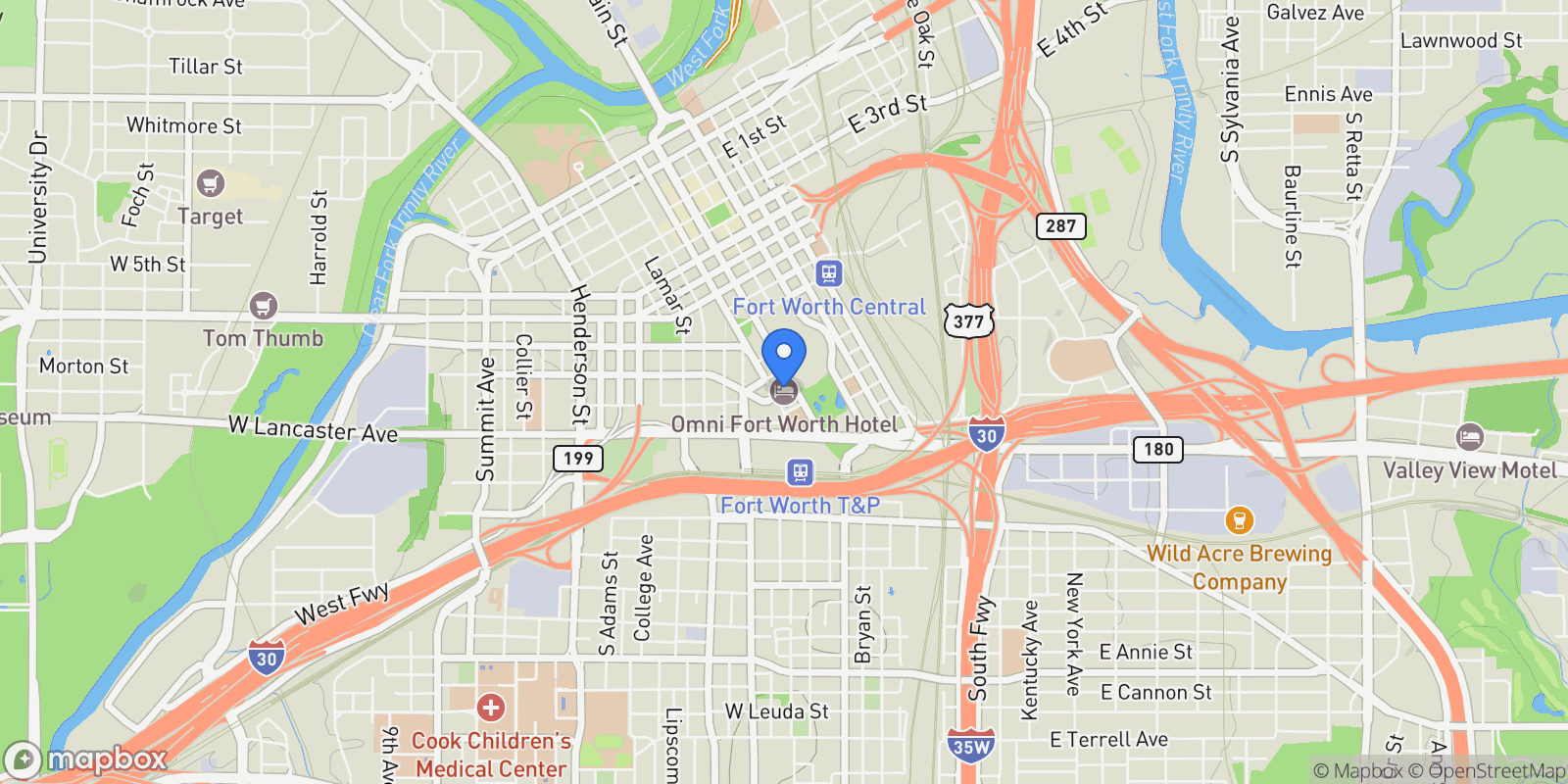 Map showing 1301 Throckmorton Street Unit# 2503, Fort Worth, TX 76102, Fort Worth, Texas, United States.