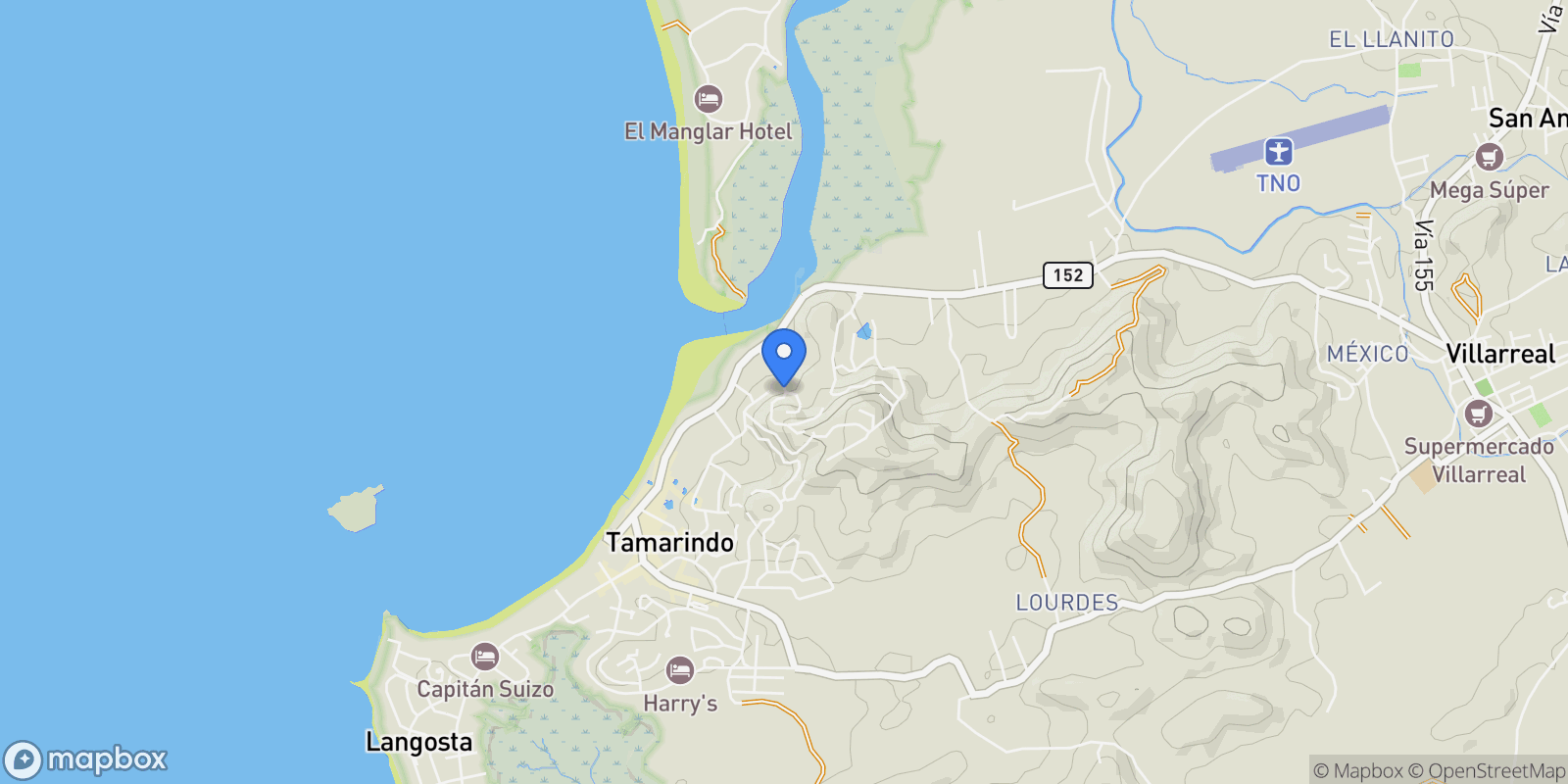 Map showing El Tesoro, Provincia de Guanacaste, Tamarindo, Costa Rica, Tamarindo, Guanacaste Province, Costa Rica.