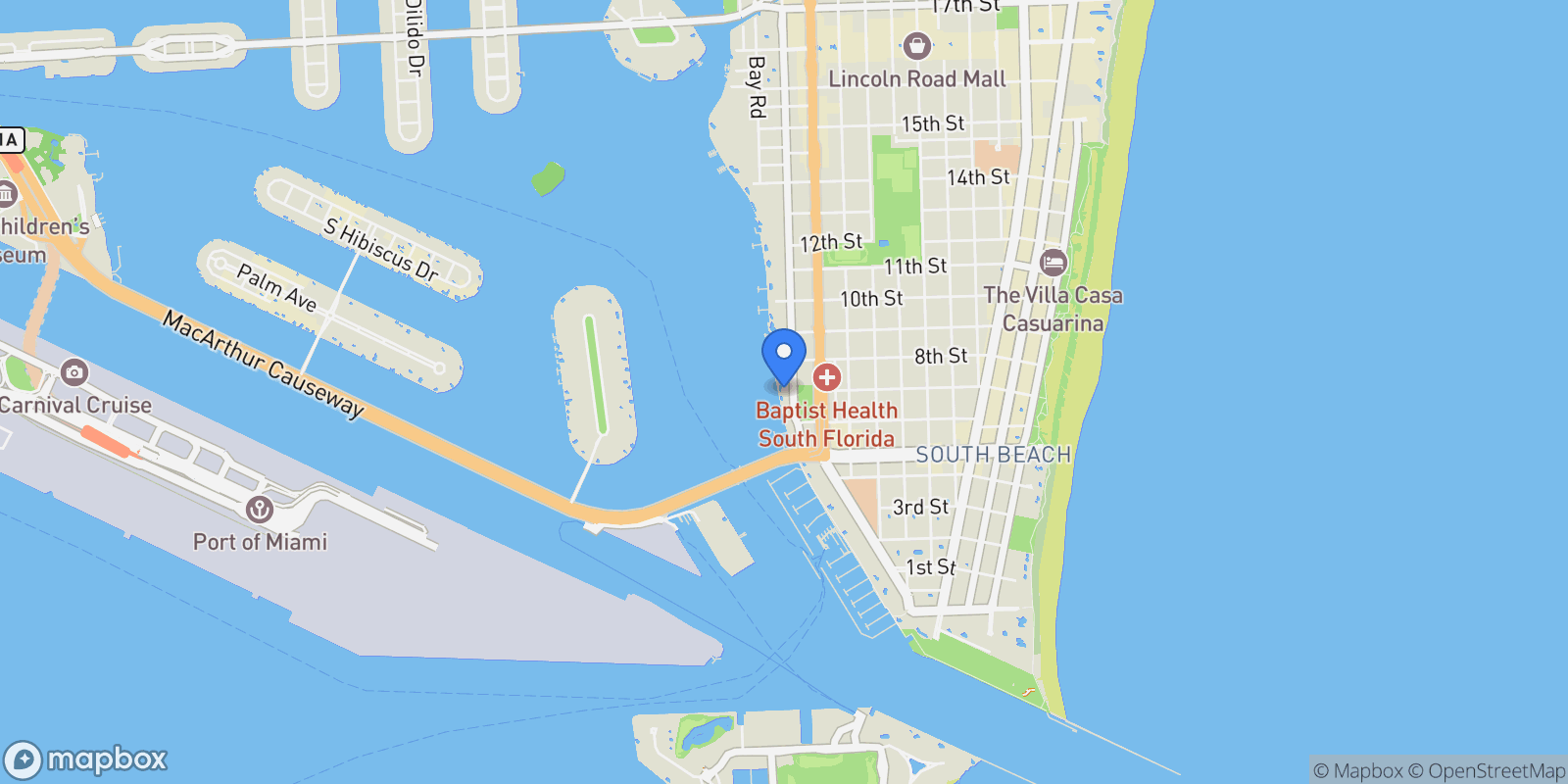 Map showing 650 West Ave PH12, Miami Beach, Florida, United States.