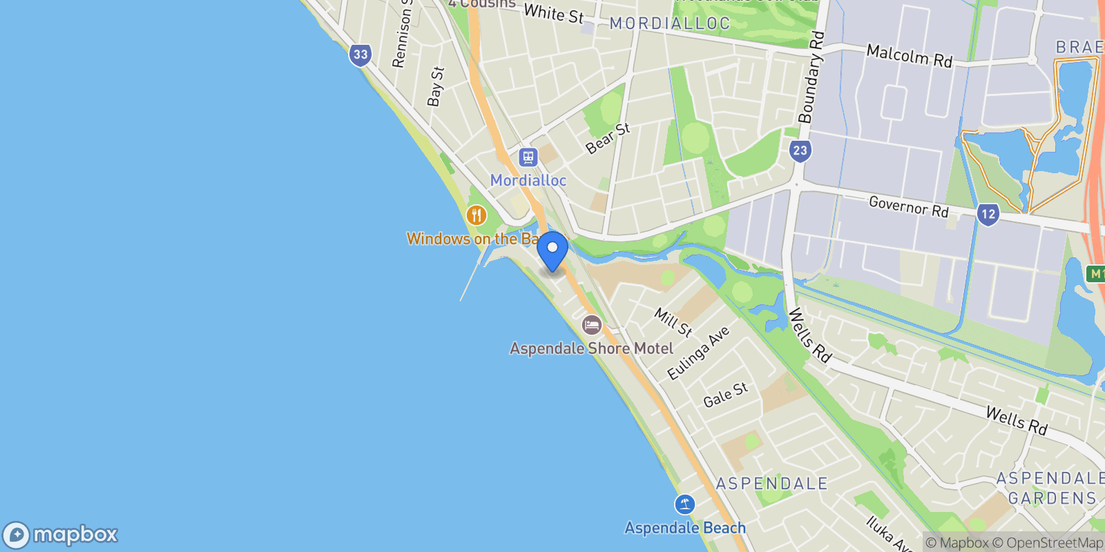 Map showing 23B Bowman Street, Aspendale, AUSTRALIA, Aspendale, Victoria, Australia.